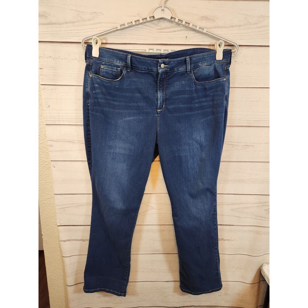 NYDJ Marilyn Women's Navy‎ Blue Stretch High Rise Straight Leg Jeans Size 24W